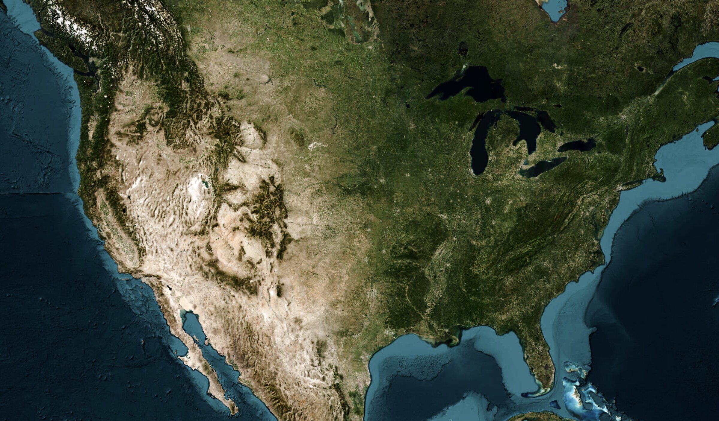 Satellite map of the United States