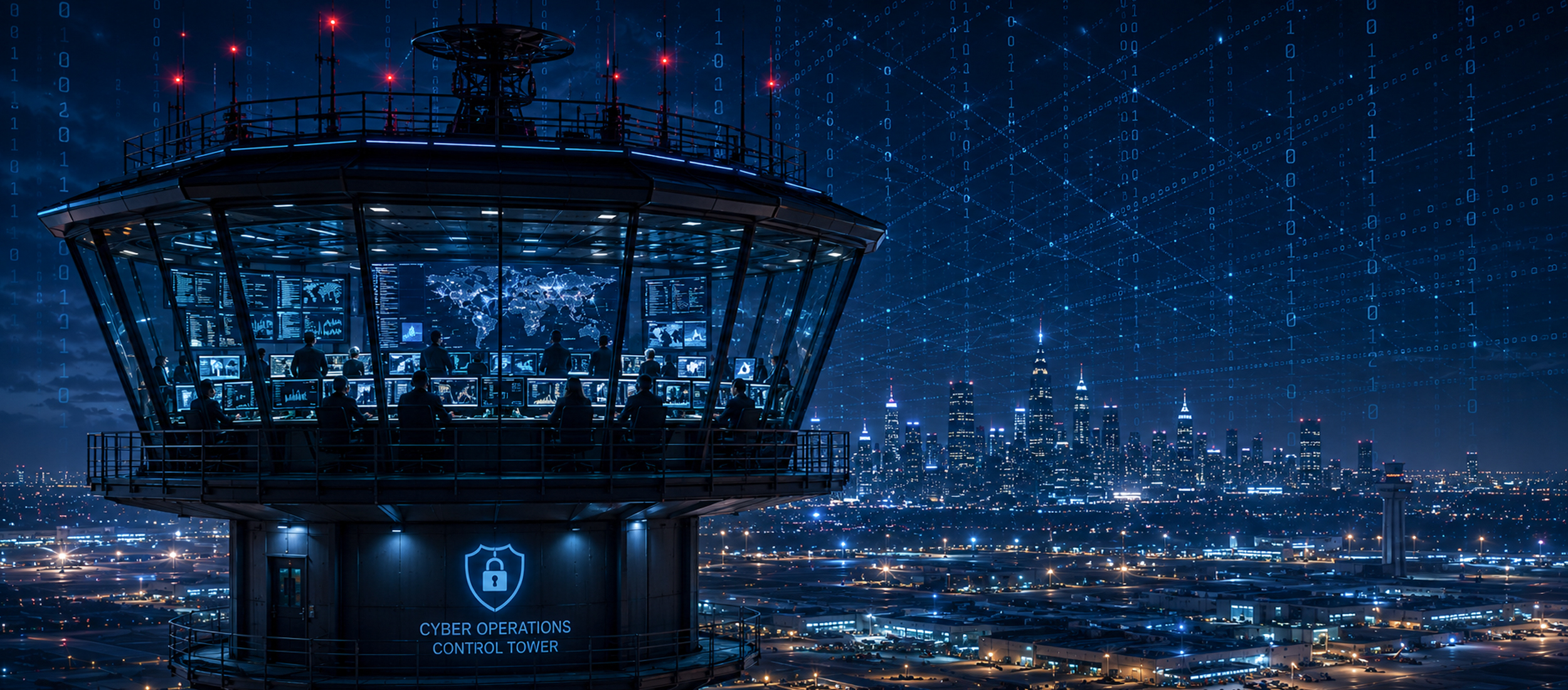Cyber operations control tower monitoring a connected city and its Internet-facing attack surface